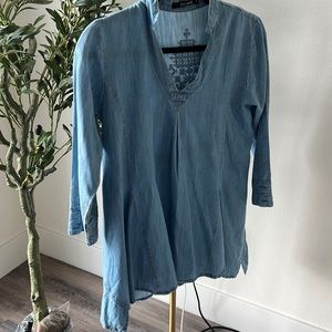 Khaadi Indo-Western Denim top with Intricate Embroidery